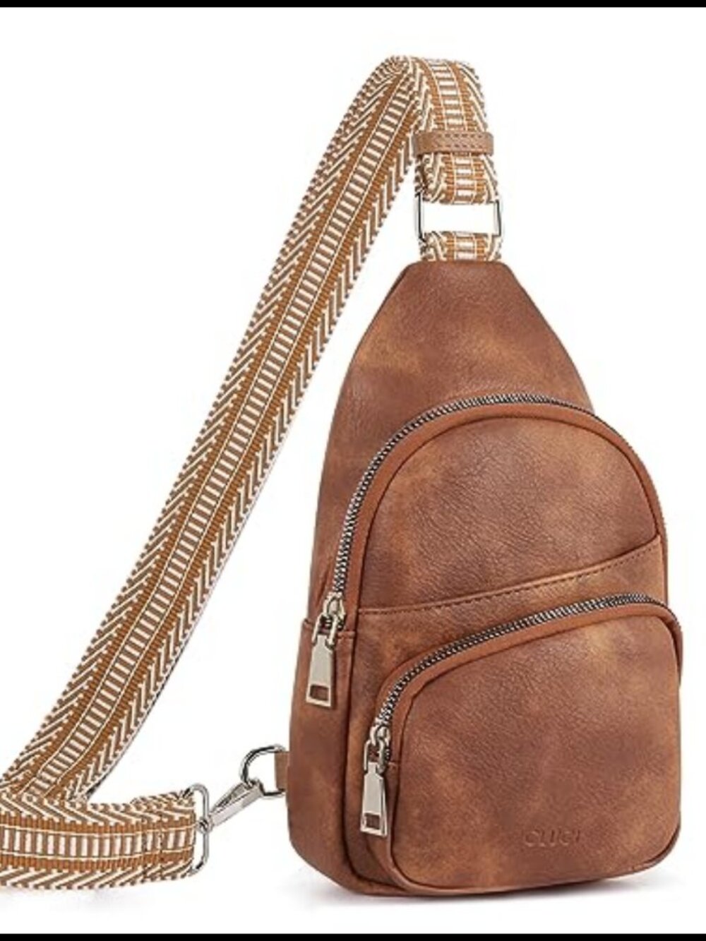 Vegan Leather Sling Bag Crossbody Fanny Pack Guitar Strap